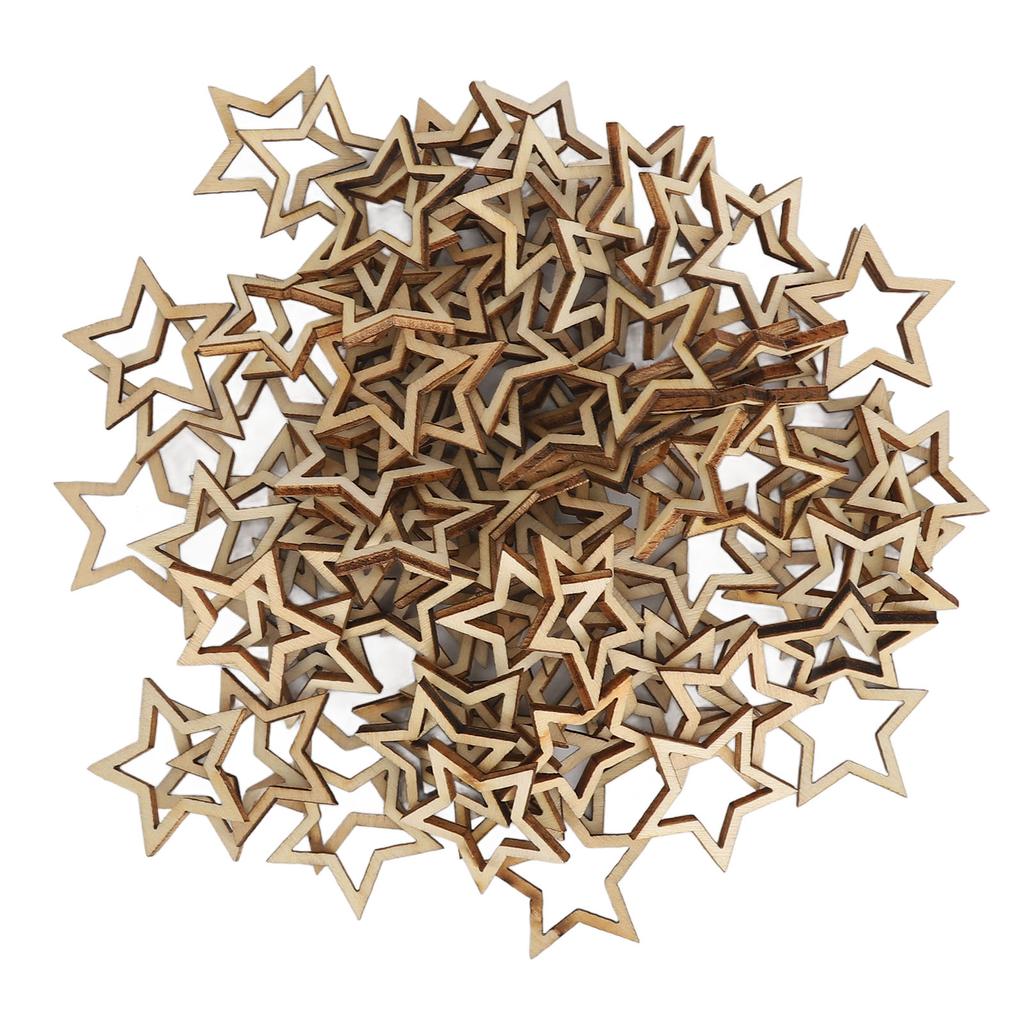 100pcs Wooden Star Decoration Hollow Out Exquisite Crafts Wood Stars for Beauty Salons