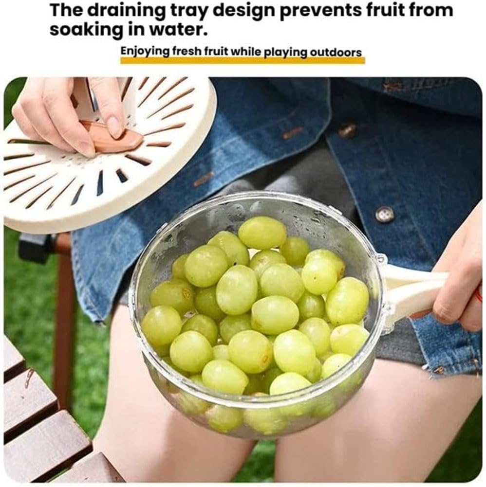 2-in-1 Fruit Washing Bowl With Strainer Lid Multifunctional Draining Basket of PP for Vegetables Compact Produce Washer Storage Container