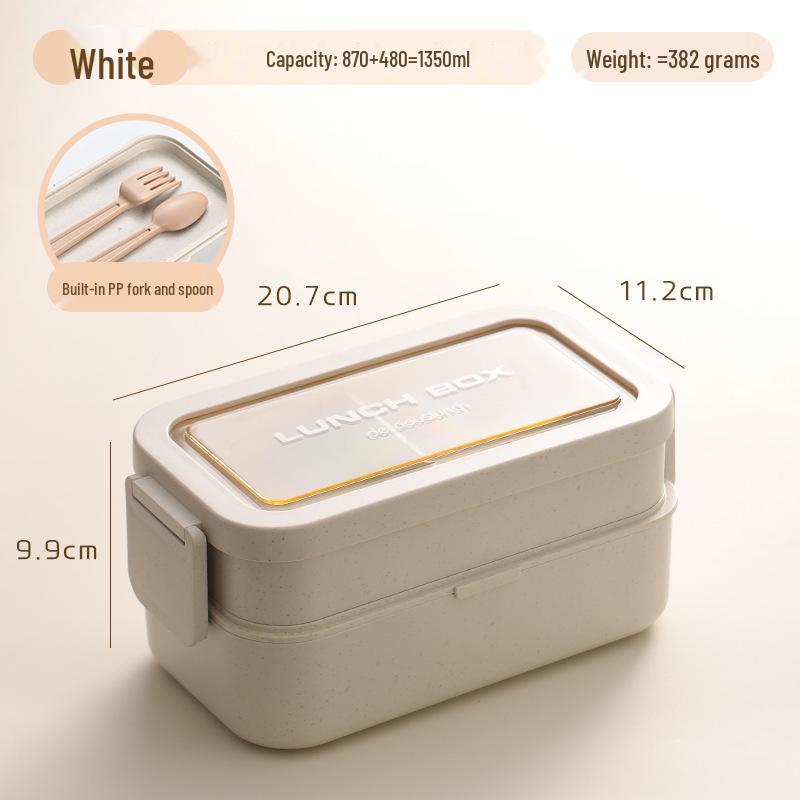 Nordic-Style Stainless Steel Lunch Box with Compartments, Fork, and Spoon - Microwave Safe