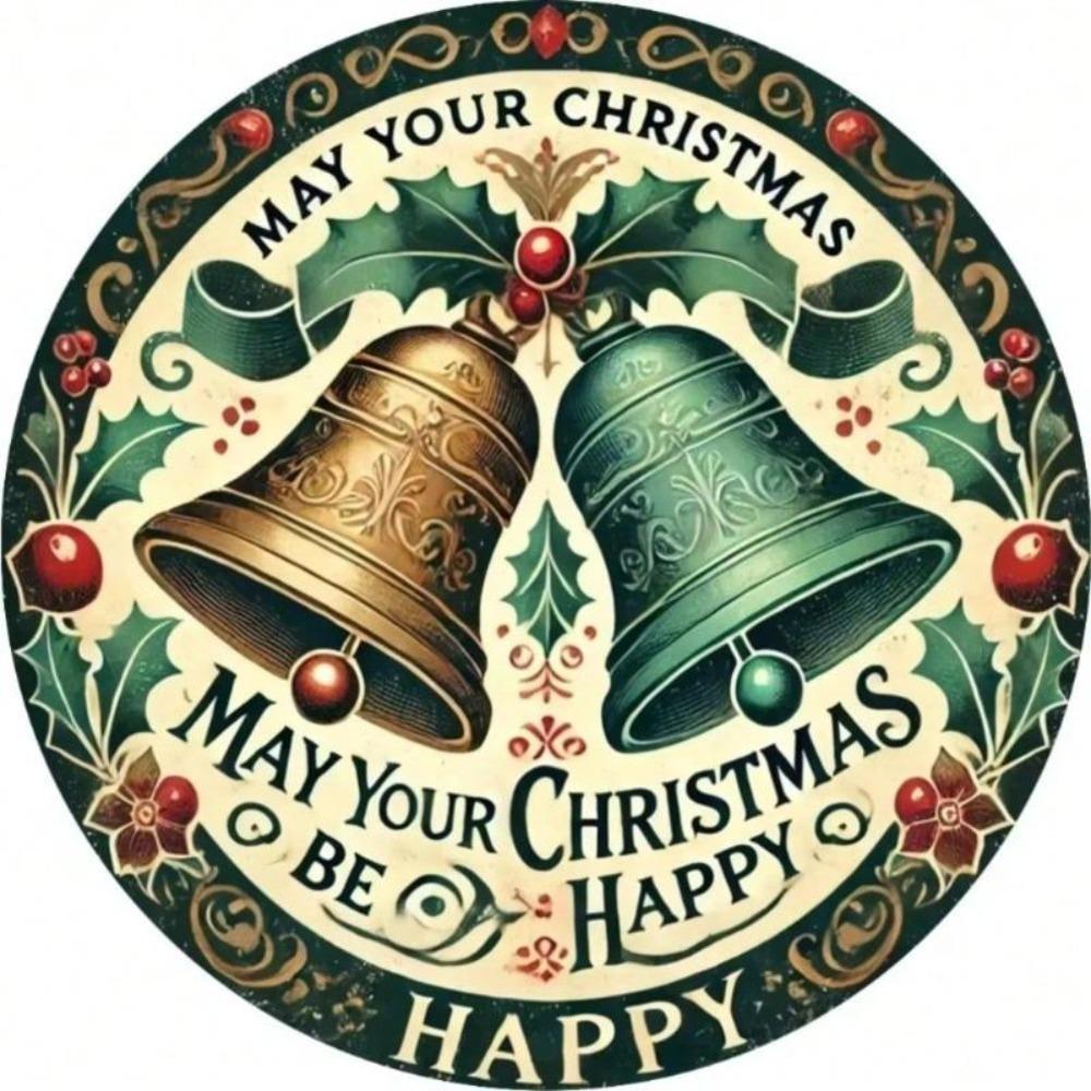 Vintage Christmas Bell Metal Sign Aluminum Wall Art Home Bar Office Decor