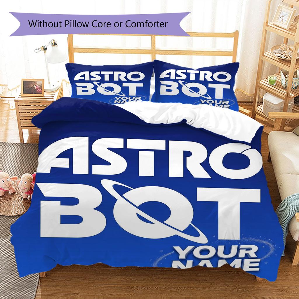 ASTRO BOT Custom Name Pattern Bedding,Quilt Set Quilt Cover Pillowcase Home Birthday Gift(1 * Duvet Cover + 2 * Pillowcase, Without Core)