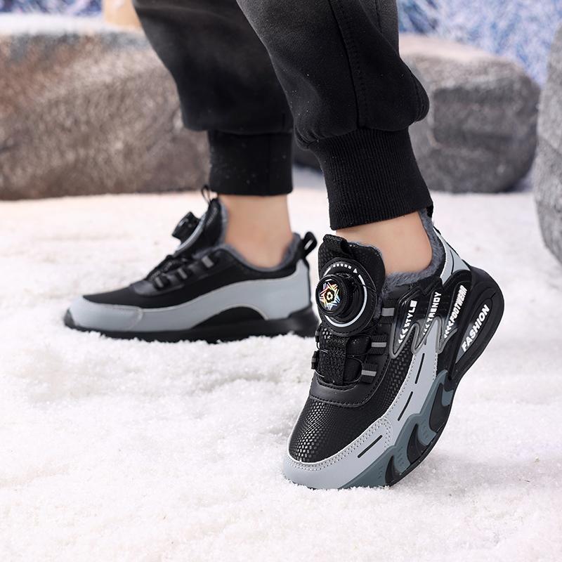 Zimní dětské bavlněné boty Otočné knoflíky pro snadné obouvání a zouvání Dětské sportovní boty Venkovní běžecké boty Boty na sníh Dětské sněhule