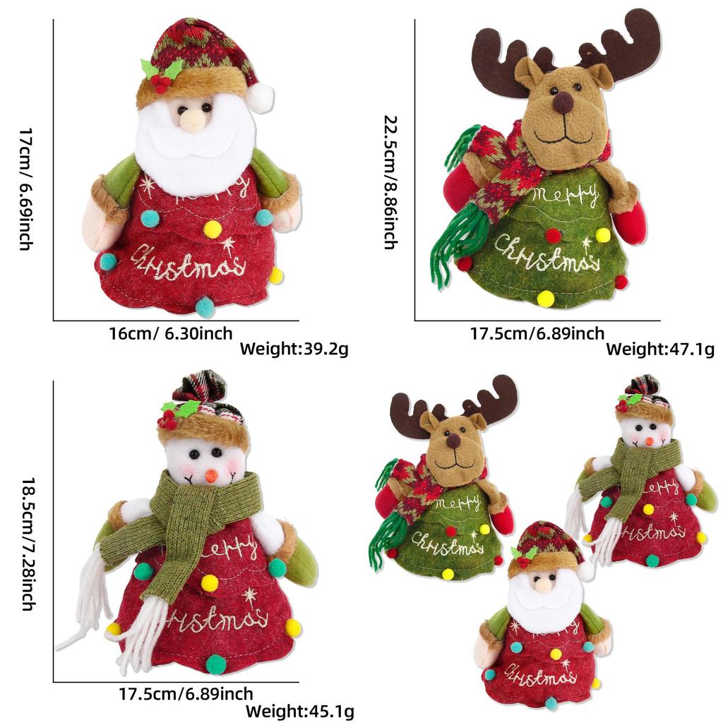 Plush Festive Christmas Santa Snowman And Reindeer Apple Candy Bags For Holiday Decor