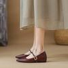 Spot~ French temperament single shoes women's new spring 2025 one-word with shallow mouth and pointed inner height increase Mary Jane shoes