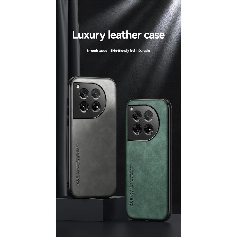 Luxury Shockproof Case for OnePlus 12 12R Protective Cover Built-in Magnetic Car Holder Protection Phone Textured Business Full Protection