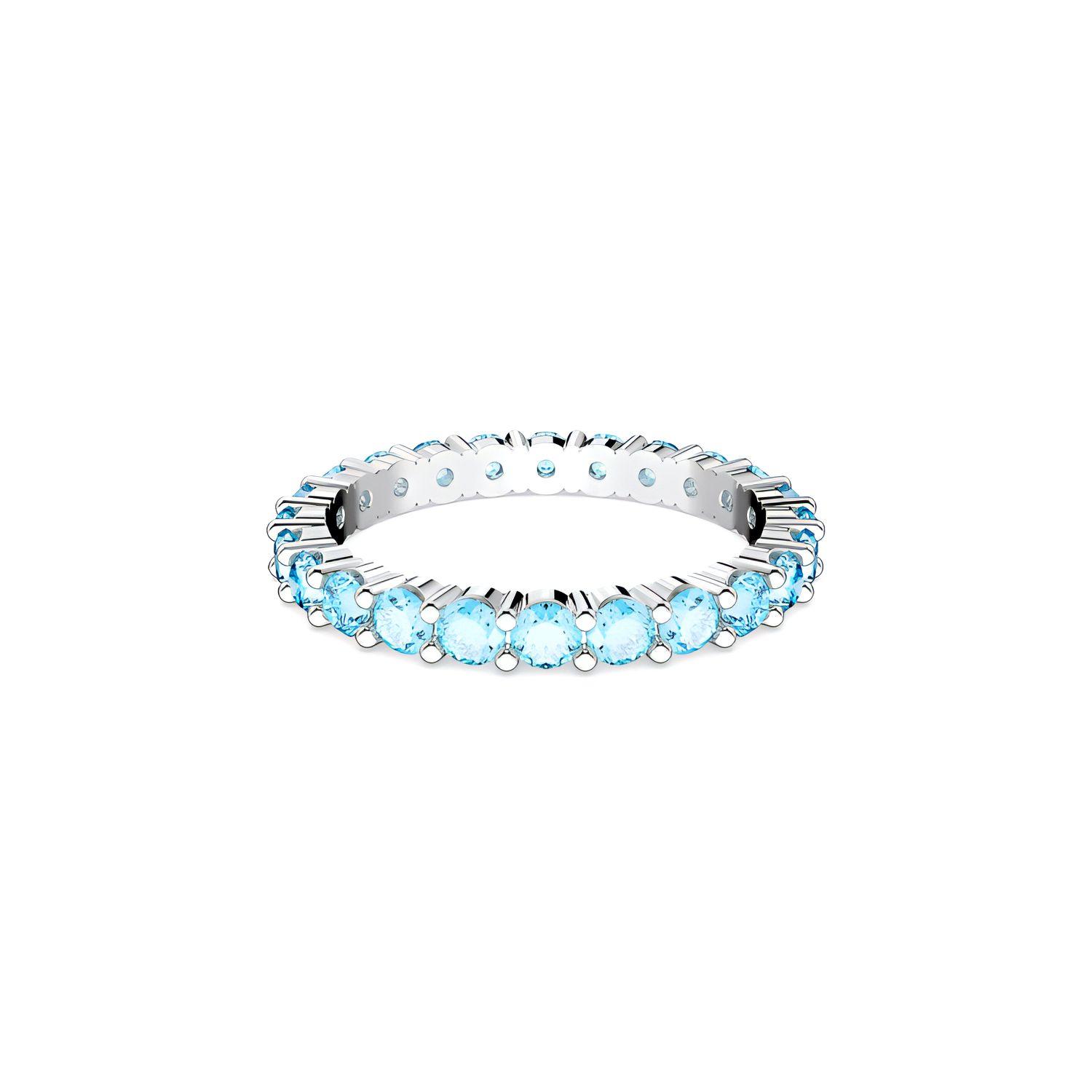 Swarovski Matrix Fashion Round Cut Rhodium Plated Ring Women ring Blue 5658671 50