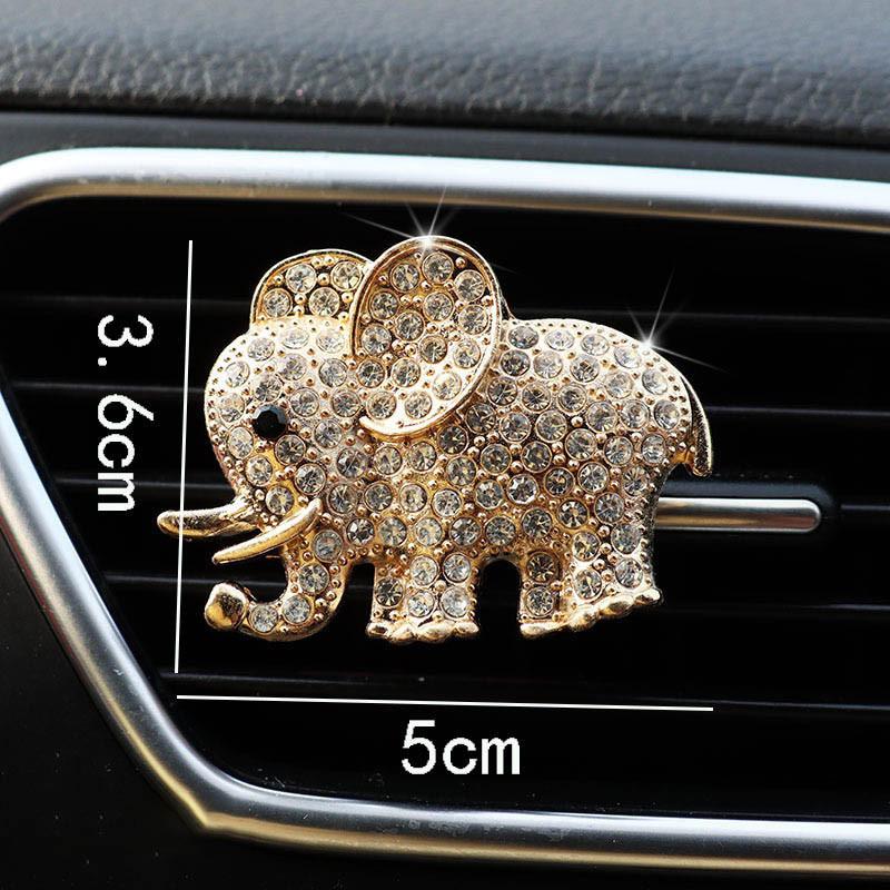 Cute Elephant Crystal Car Air Conditioner Vent Clip Fragrance