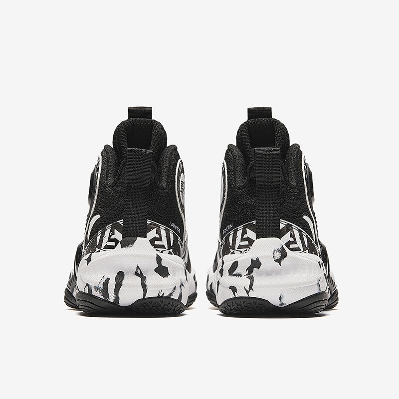 Anta Kids Asymmetric 4.0 Comfortable Versatile Non-Slip Durable Mid-Top Basketball Shoes Kids sneaker Black White 312431121-4