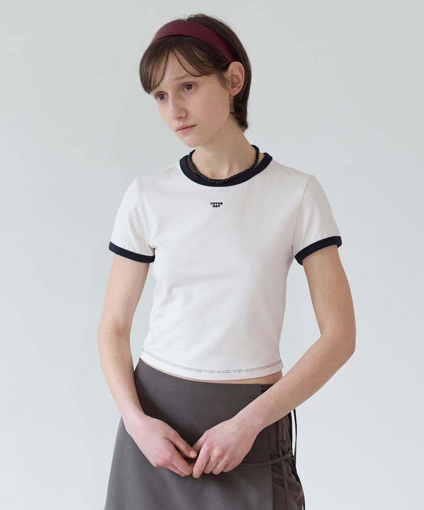COVERNAT WOMAN Baby Fit Ringer T-Shirt Ivory