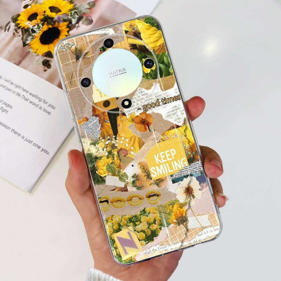 For Honor X9b 5G Case ALI-NX1 Popular Flower Soft Clear Silicon TPU Cover For Honor X9a RMO-NX1 HonorX9 ANY-NX1 Shockproof Funda