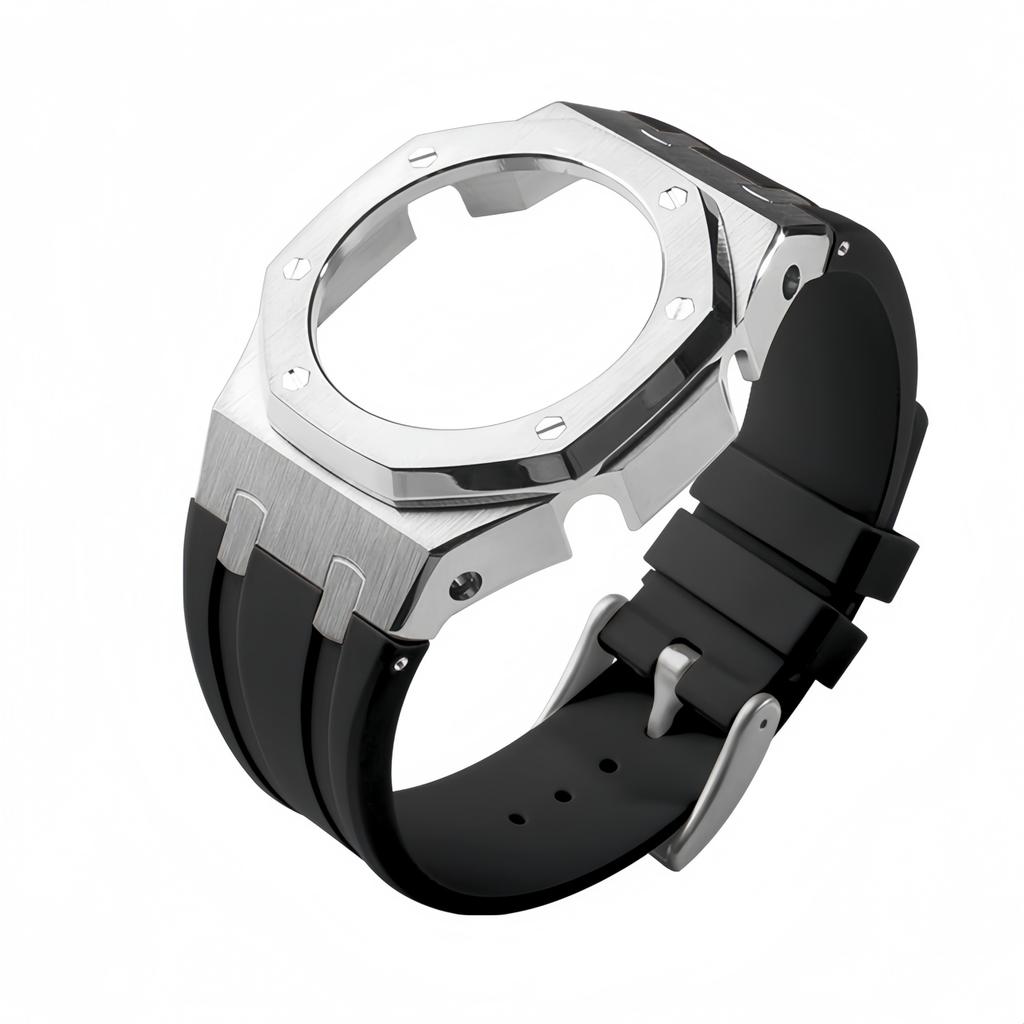 GMA-S2100 Mod-Kit für Casio G-SHOCK GMA S2100 Damen Edelstahl Metallgehäuse Gummi-Uhrenarmband Modifizierte Uhrenarmband-Zubehörteile