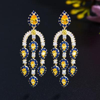 CMM Light Luxo Multicolor Zircônia Noivado Brincos Pendentes Jóias de Casamento para Noivas