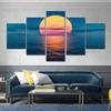 5 Panels Moon On the Sea Posters Canvas Pictures Home Decor Sunset Sunrise Painting Prints Wall Art for Living Room NO FRAME