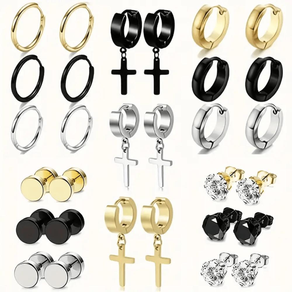 European and American trends hot sale men's pendant earrings earclip set