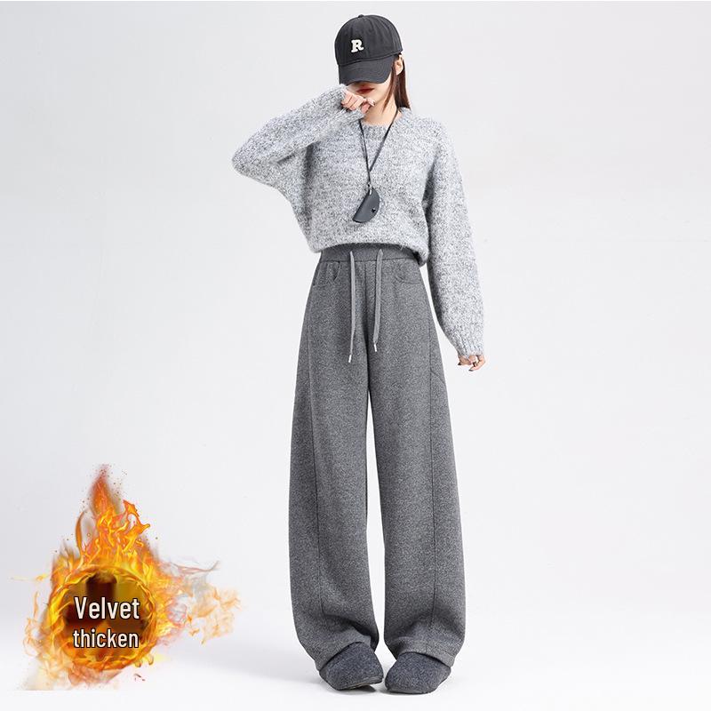 

Women s High-Waist Woolen Fleece-Lined Pants - Winter Style, Slim-Fit, Versatile, Thick & Straight-Leg Design XL (60-70 kg)