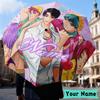 Custom Name Fantasy Night Trio K-Pop Umbrella, Foldable Umbrella Suitable for Outdoor Shopping Travel Sports, Exquisite Gift for Family