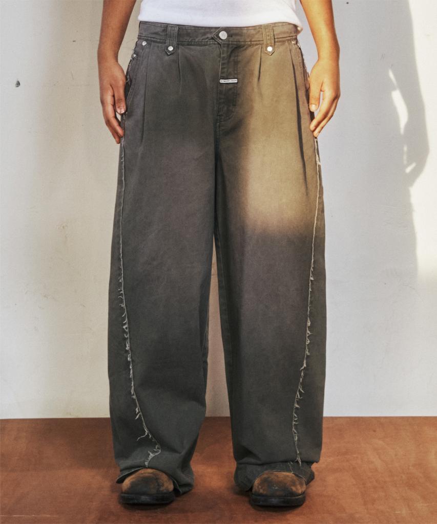 THEVINYLHOUSE Sag Wide Belted Pants Khaki