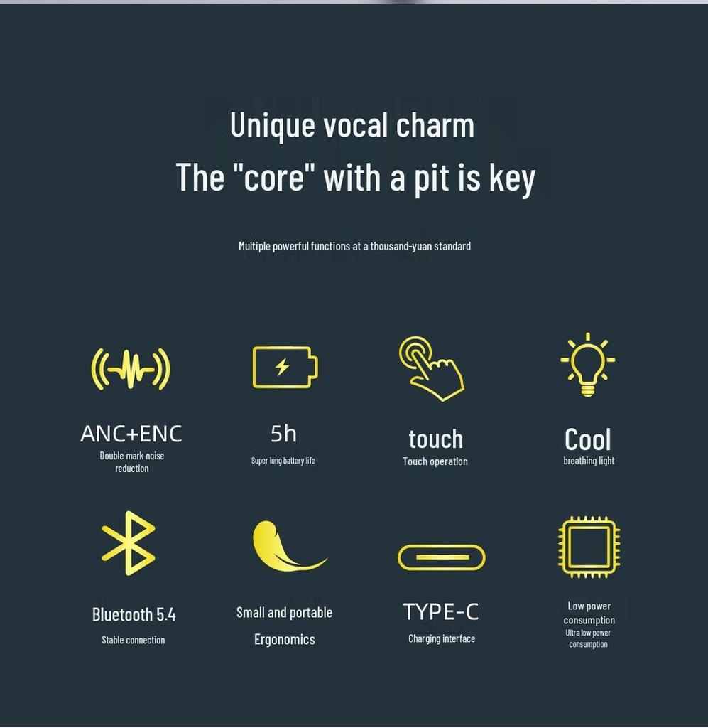 Wireless Bluetooth Noise-Cancelling TWS Sports Earphones with Dual Microphones and Ultra-Long Battery Life.