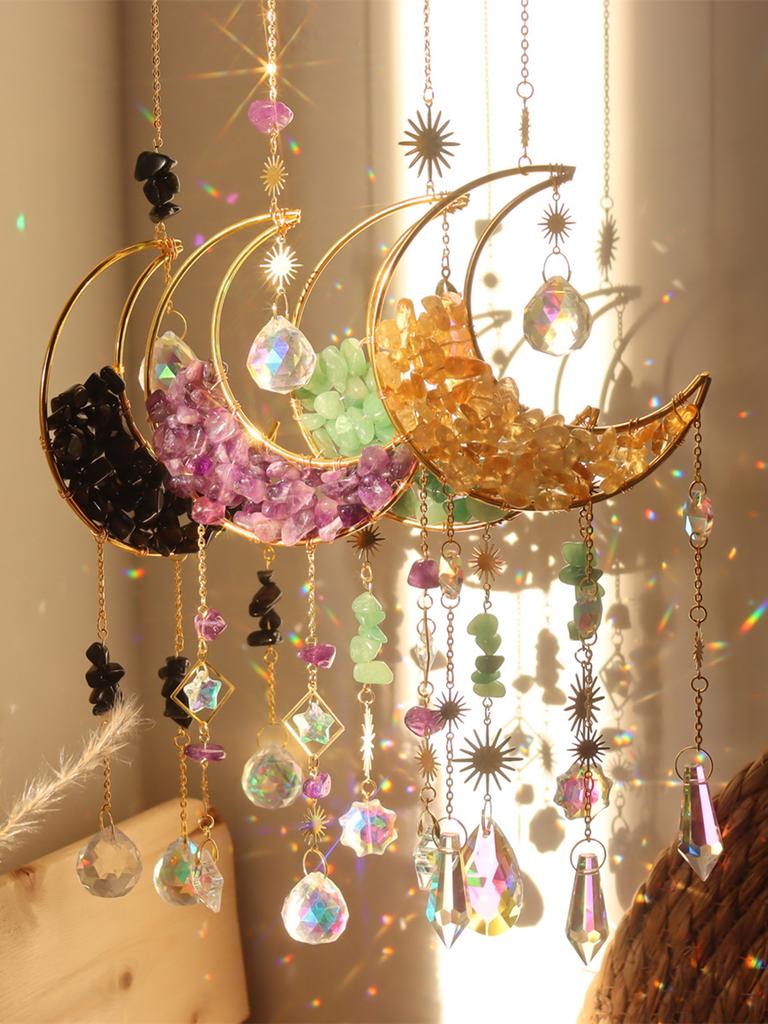Crystal Sun Catcher Prism Wind Chimes Wall Hanging Decor Moon Catchers Rainbow Maker Light Catcher Garden Home Decoration Gift