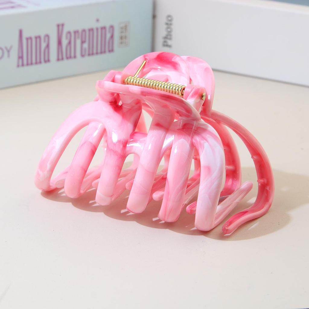 Super Grip Large Smudge-Ink Pumpkin Claw Hair Clip - 2025 New Style Women's Back-of-Head Shark Clip Accessory
