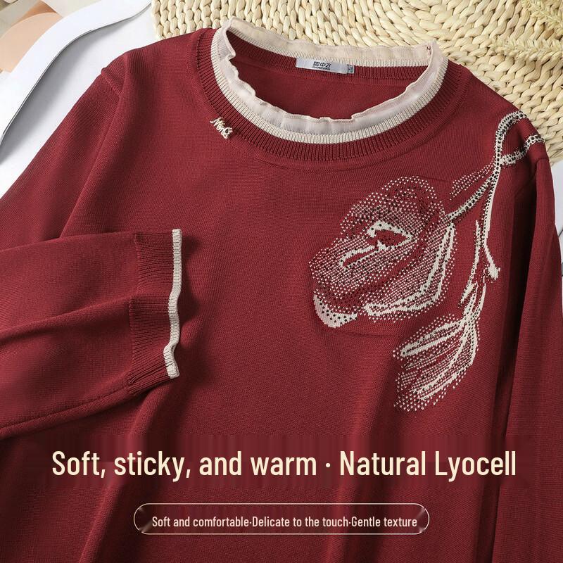 Snowflying Women s Elegant Lyocell Blend 3/4 Sleeve Knit Top M