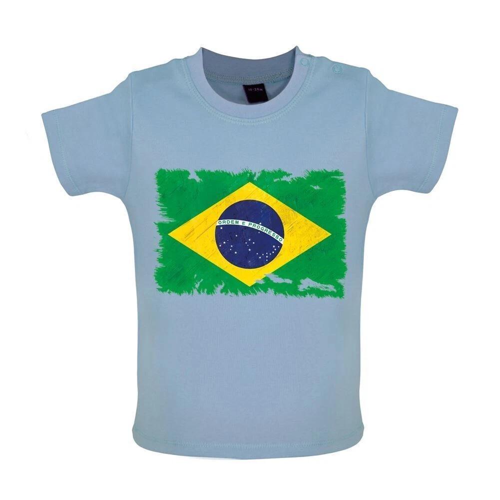 Brazil Grunge Flag Style - Kids T-Shirt Tees Top - Brazilian Country Brasilia 140