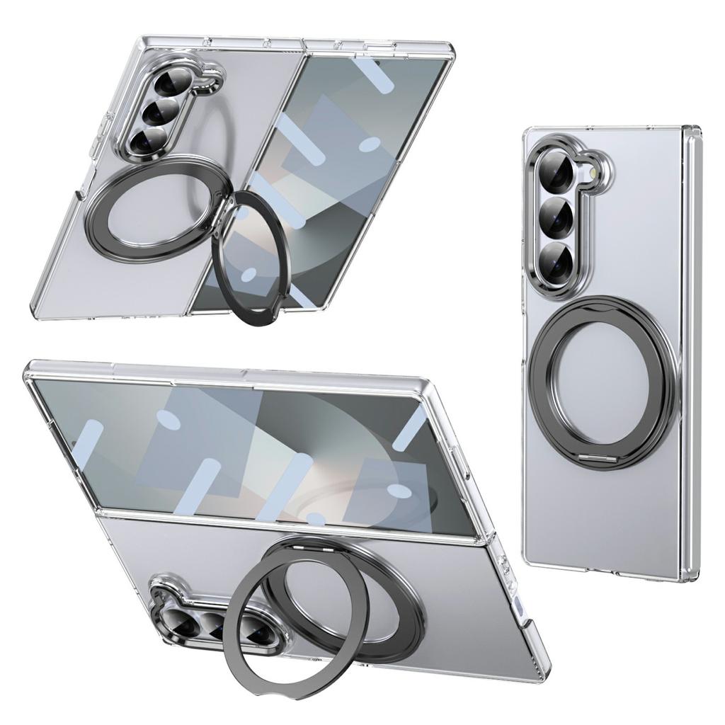 For Samsung Galaxy Z Fold6 5G Case Magnetic Kickstand Clear PC Phone Cover with HD Screen Film