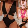 Women's One Piece Swimsuit Ribbed Fabric Padded No Underwire Cut Out Design High Waist Swimwear Beachwear