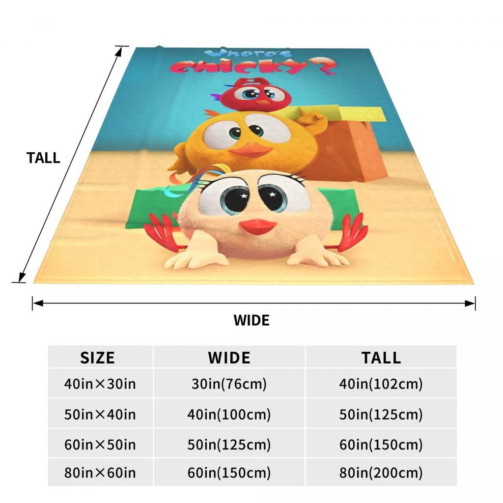 Where's Chicky Cartoon Blanket Flannel Printed Cute Chick Multi-function Super Warm Throw Blankets for Home Travel Rug Piece