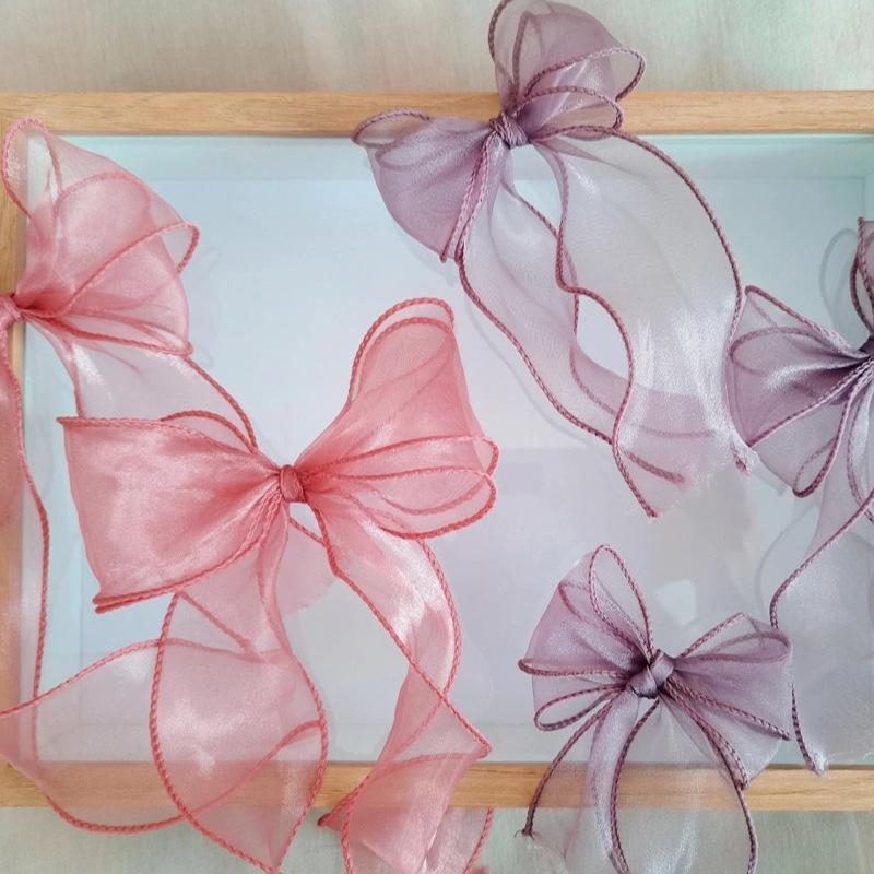 10yards Roll Solid Color Organza Ribbon Wavy Edge Fishtail Ribbon For Flower Bouquet Gifts Packaging Wedding Party Decorations