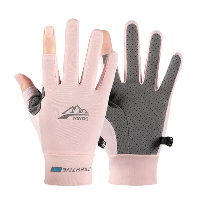 Unisex Summer Cycling Gloves, Breathable UV Protection, Touchscreen-Compatible, Full Finger, Ice Silk Fabric. Medium