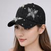 Rhinestone Visors Cap Butterfly Mesh Peaked Hat Breathable Flower Baseball Cap  Women