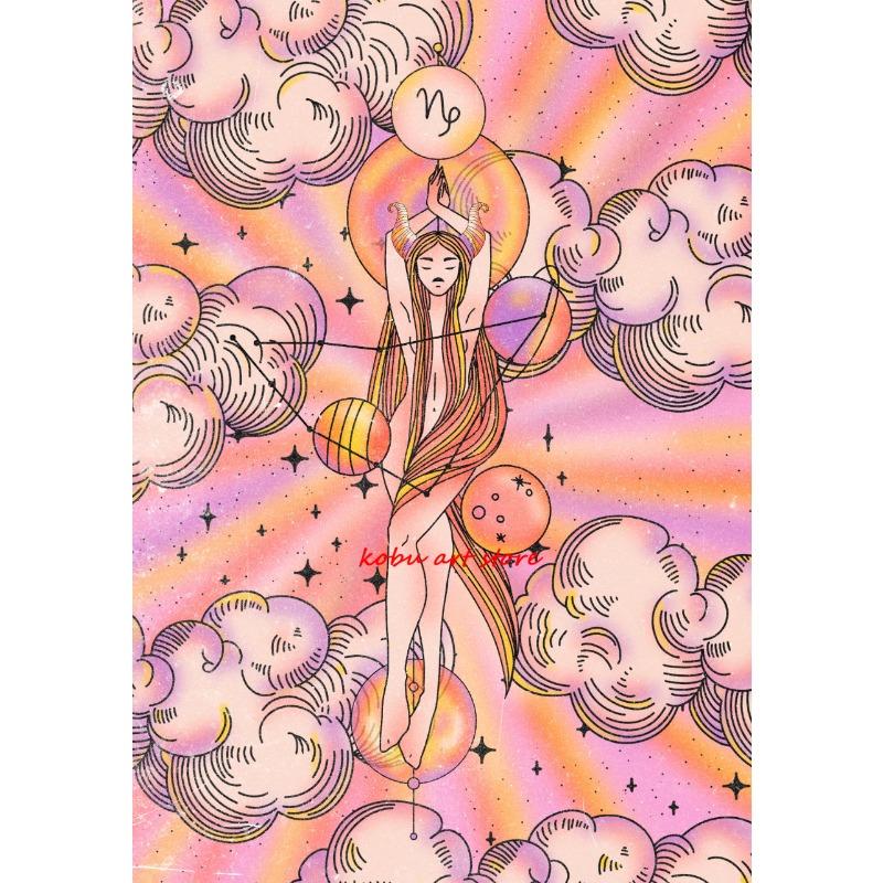 

Зодиак Небесная Астрология Ведьминские Винтажные Постеры Принты Рак Овен Дева Скорпион Настенное Искусство Холст Живопись для Комнаты Домашний Декор 21cm×30cm NoFrame