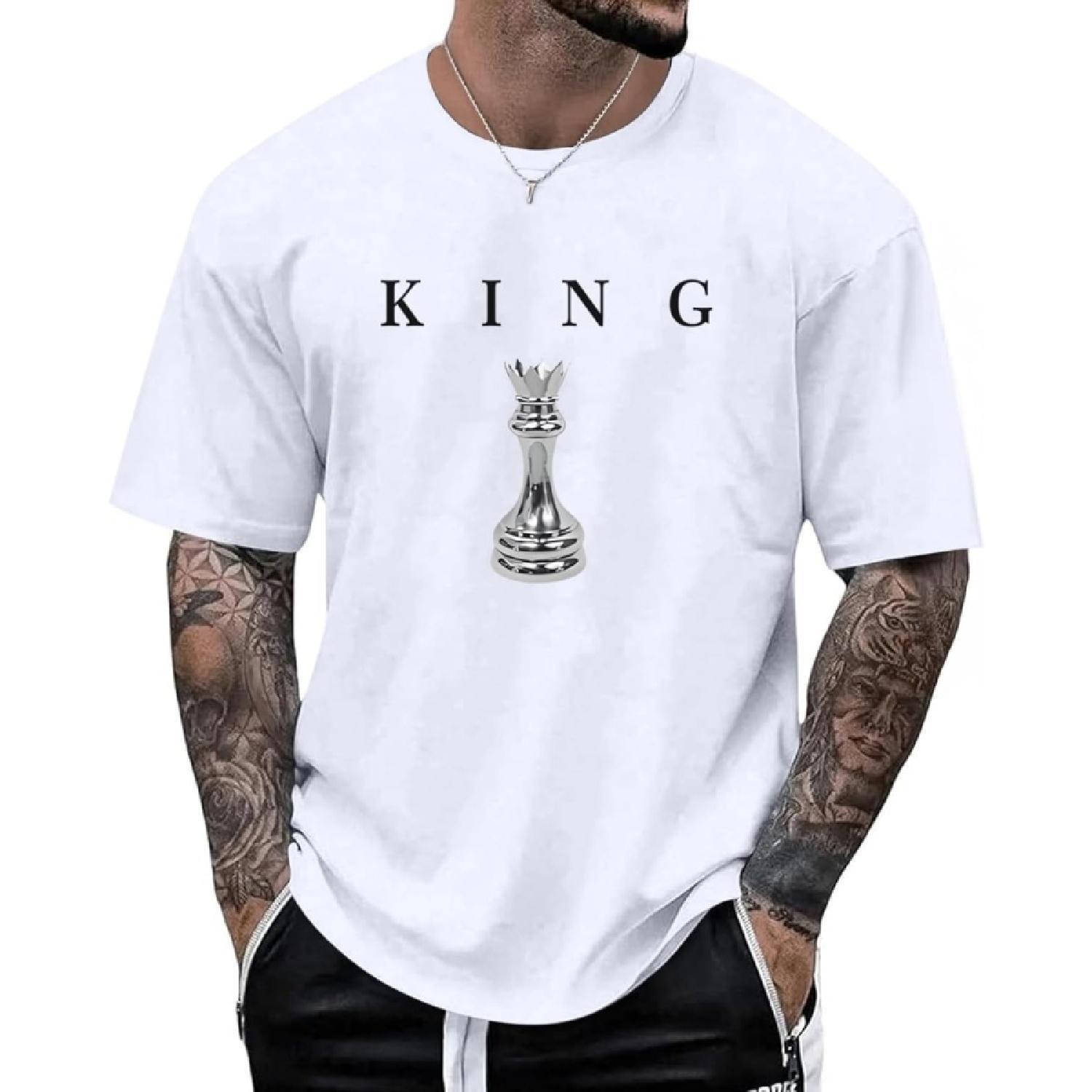 

Men s King Chess Shirt Graphic Tees Designer Printed T Shirts for Men Urban Letter T-Shirt Streetwear XXXXXL білий