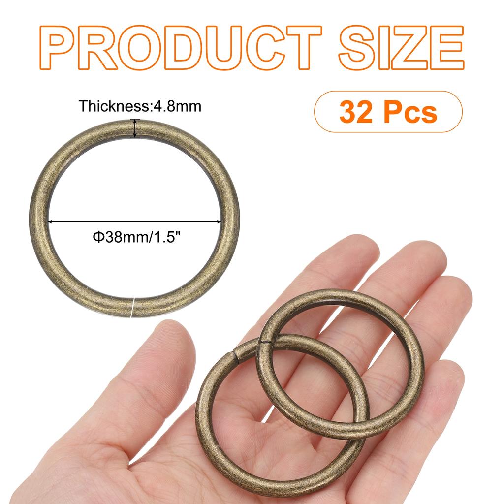 32pcs O Ring Buckle Zinc Alloy Opening O-Rings Clasp Clips for Crafts Keyrings Bags Straps Belts DIY Accessories