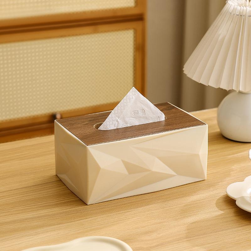 Large Capacity Tissue Box With Wooden Lid Elegant Minimalist Design Home Decor Modern Square Tissues Box For Living Room Bedroom