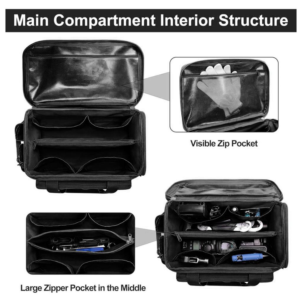 Multifunctional Tool Bag Waterproof Electrician Polyester Thickened Carpentry Tool Bag Large Maintenance Storage Bag