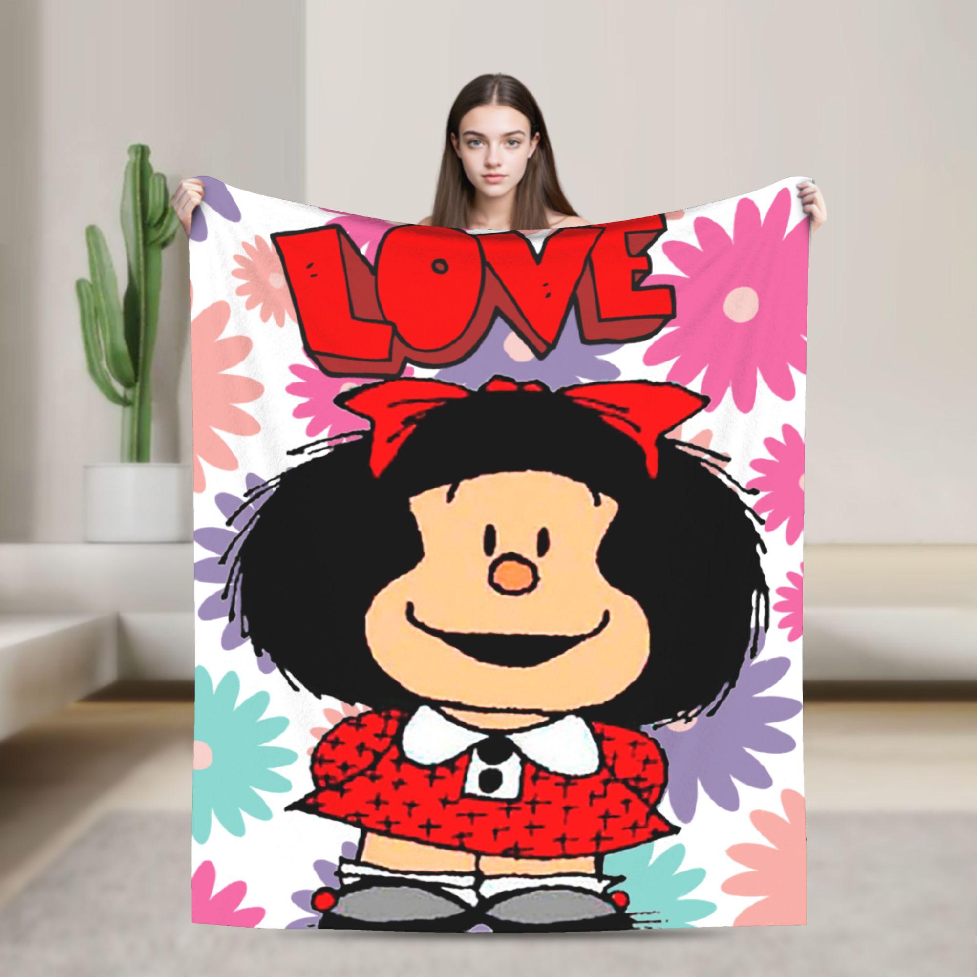 

Mafaldas Knitted Blankets Amine Cartoon Flannel Throw Blanket Bedding Couch Decoration Lightweight Bedspreads 100x150cm
