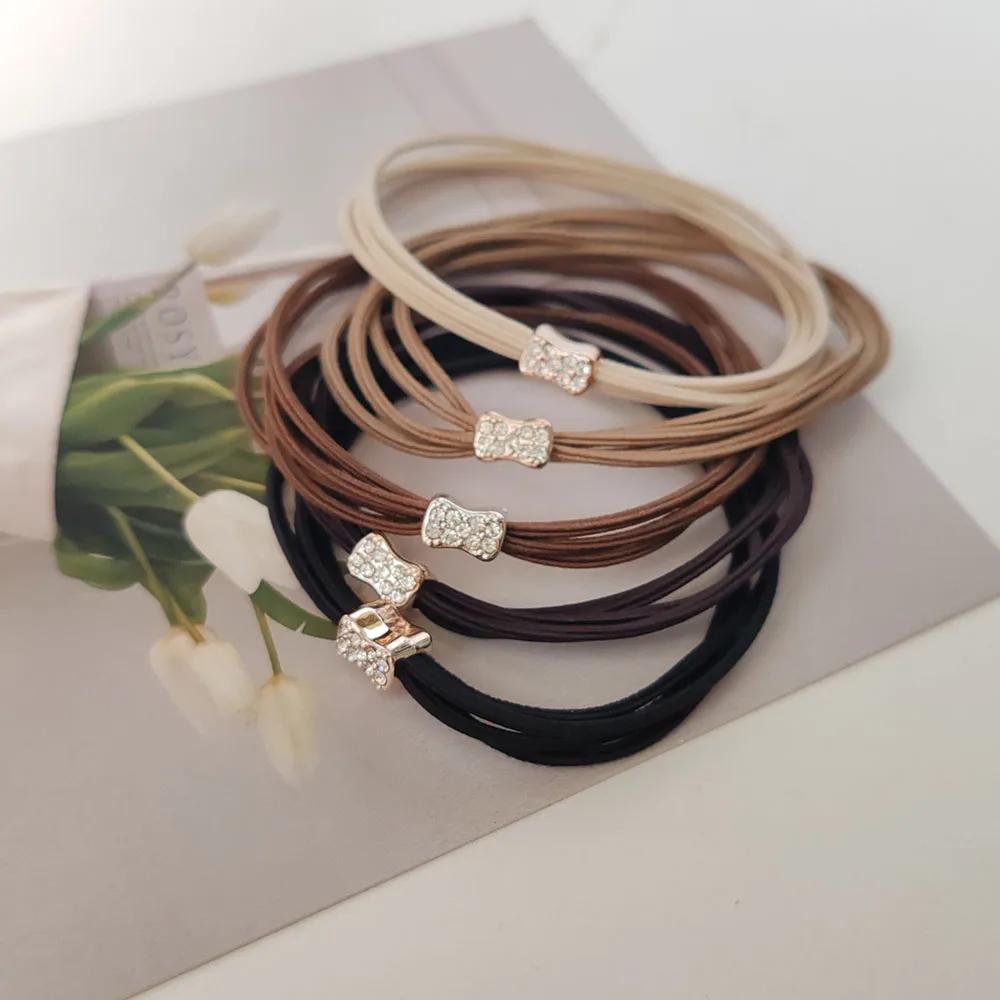 

5 шт. Модные европейские и американские резинки для волос с сердечками и бантами, высокой эластичности, для женщин, девочек, держатель для хвостика, корейские аксессуары для волос