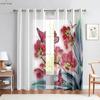 Window Curtains Floral Butterfly Print Curtains Pastoral Style Bedroom Living Room Kitchen Decorative Curtains 2 Pieces
