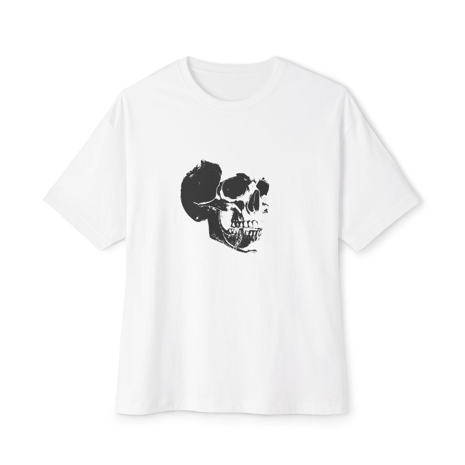 Distressed Black Skull Tee | Boxy T-Shirt Heavyweight Skull Y2K emo shirt S разноцветный