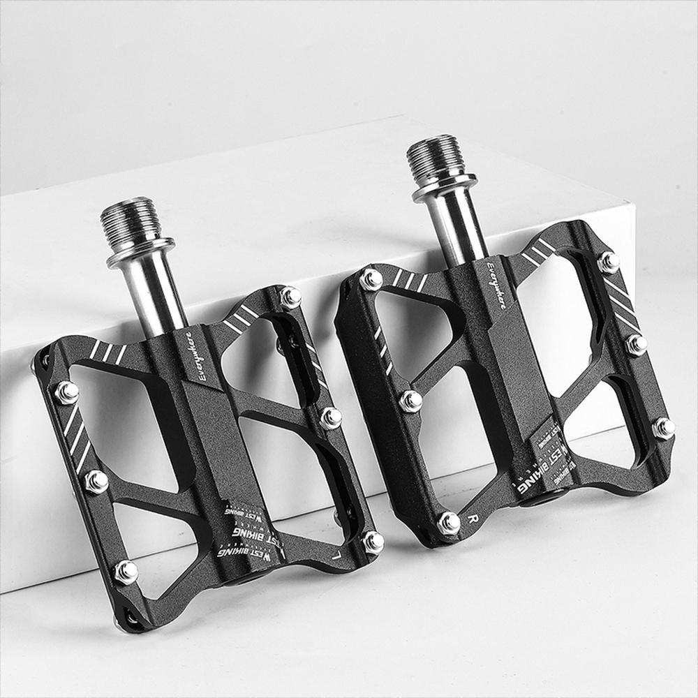 Ultraleichte Fahrradpedale aus Aluminiumlegierung, 3 Lager, rutschfest, wasserdicht, flach, breit