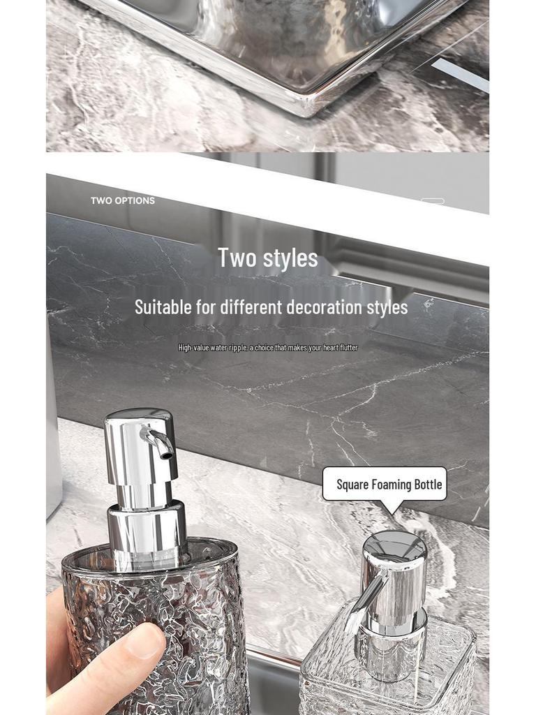 Luxury Water Ripple Dispenser Set: Travel Bottles for Hand Soap, Shampoo, and Shower Gel.