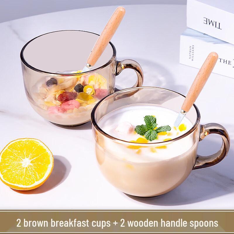 ZISIZ Brown Glass Oatmeal & Breakfast Cup