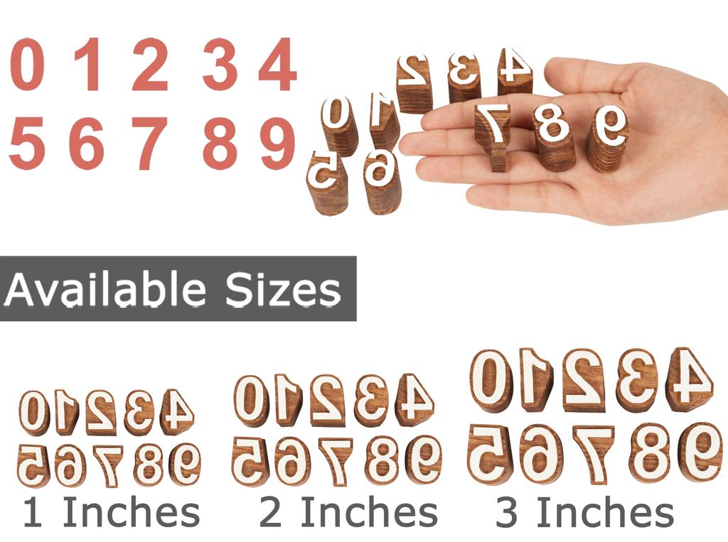 IBA Indianbeautifulart Textile  Printing  Block  0-9 Number  Hand Carved  Wood  Numbers  Wooden  Stamp  Wood  Block