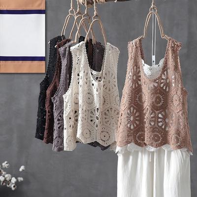 New Loose European Hollow Vest with Large Size Fat Mm Pullover Sleeveless Vest Slim Top