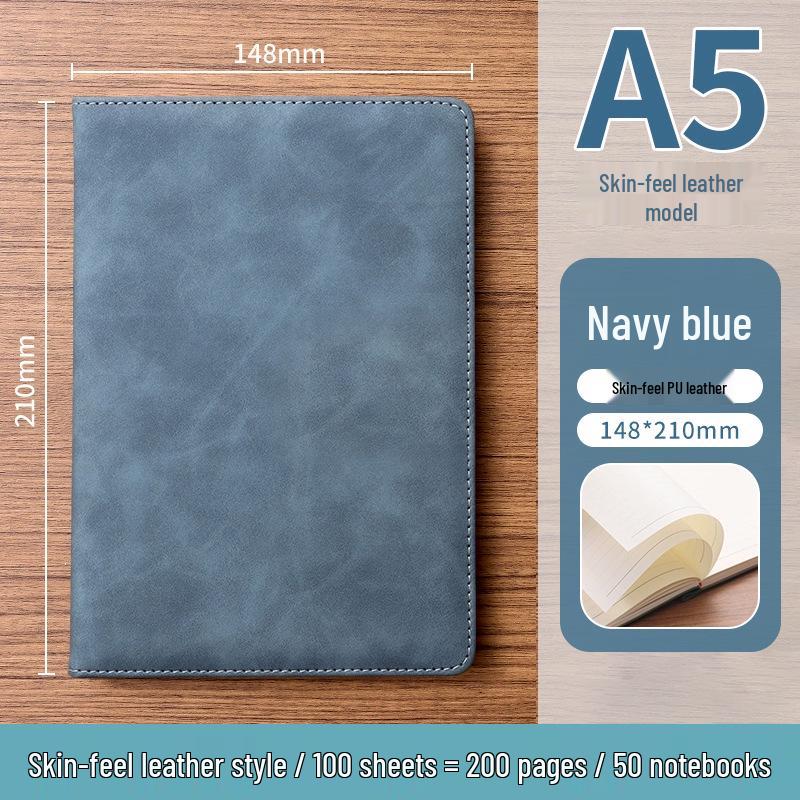 A5 Soft Leather Suede Notebook with Custom Logo - Simple B5 Business Meeting Journal, Large Thick Diary