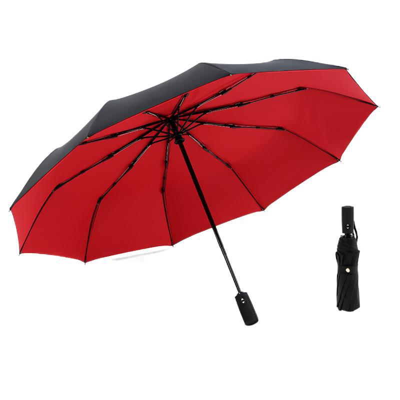 Automatic double-layer umbrella 10-bone wind-resistant three-fold men's umbrella umbrella word plus umbrella
