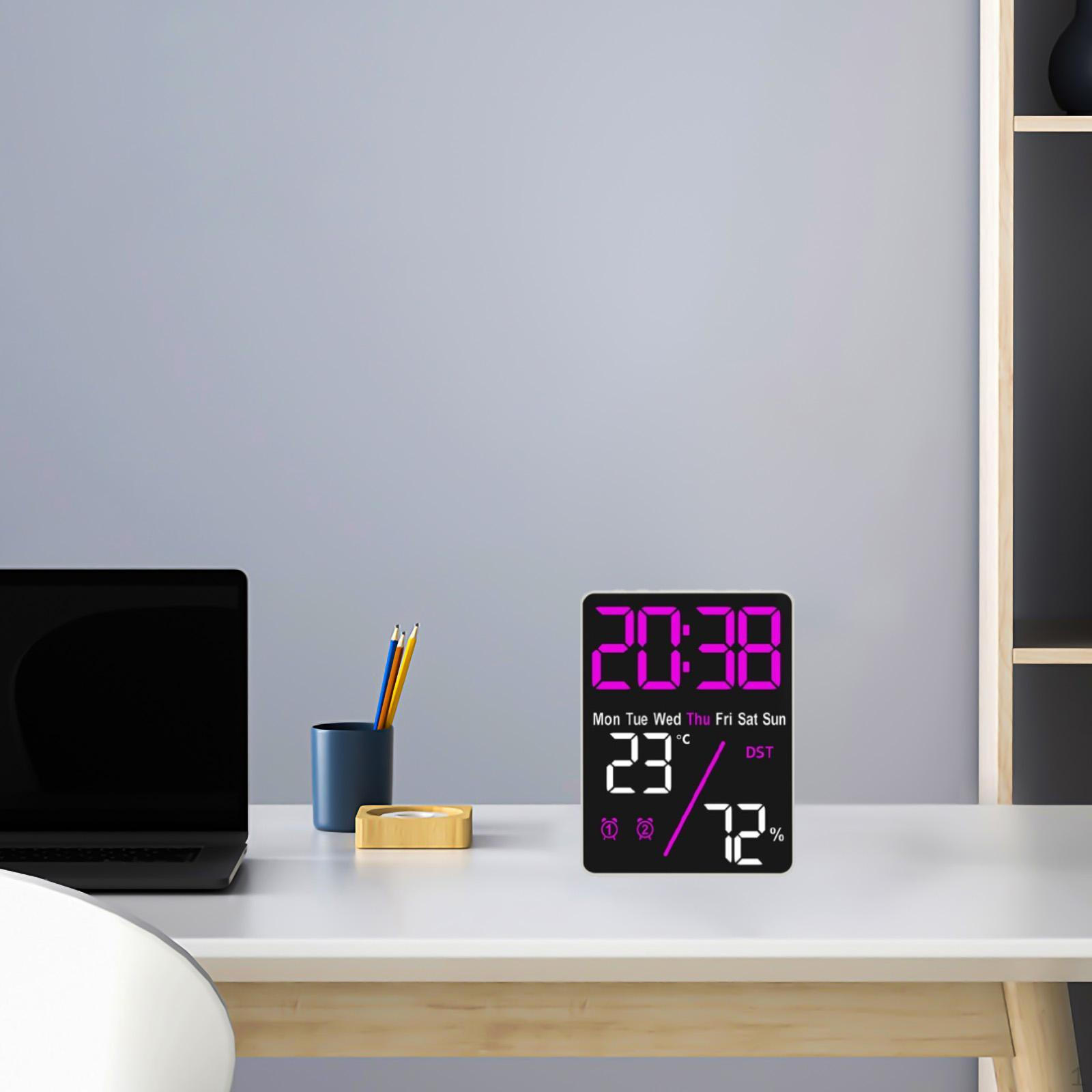 

Цифровой будильник с календарем и большим дисплеем 12/24 ч. Портативный с функцией повтора сигнала 3,5 x 1 x 4,7 дюйма Rose Red Backlight