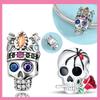 Copper Halloween Skull Rose Pirates Charm Pendant Beads Fit Original Bracelet For Women Valentine Day Jewelry Gifts